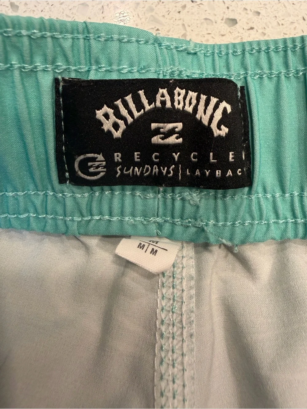 Billabong Aqua Pelican Print Board Shorts with Sunset Accents